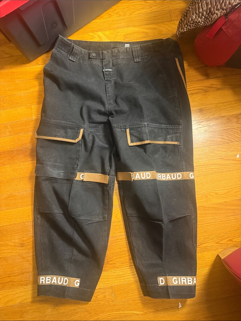Vintage Marithe Francois Girbaud Black Cargo Strap Pants Y2K Streetwear 40M